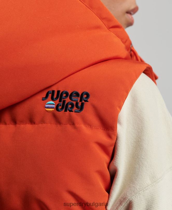 Superdry облекло N00H3621 оранжево Жени ретро жилетка Everest с качулка
