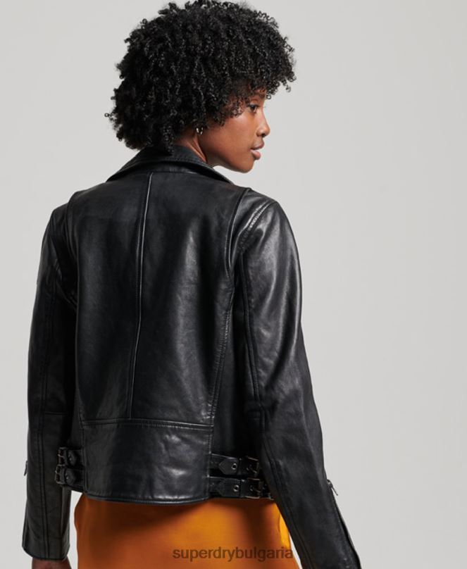Superdry облекло N00H3627 черен Жени класическо кожено мотоциклетско яке