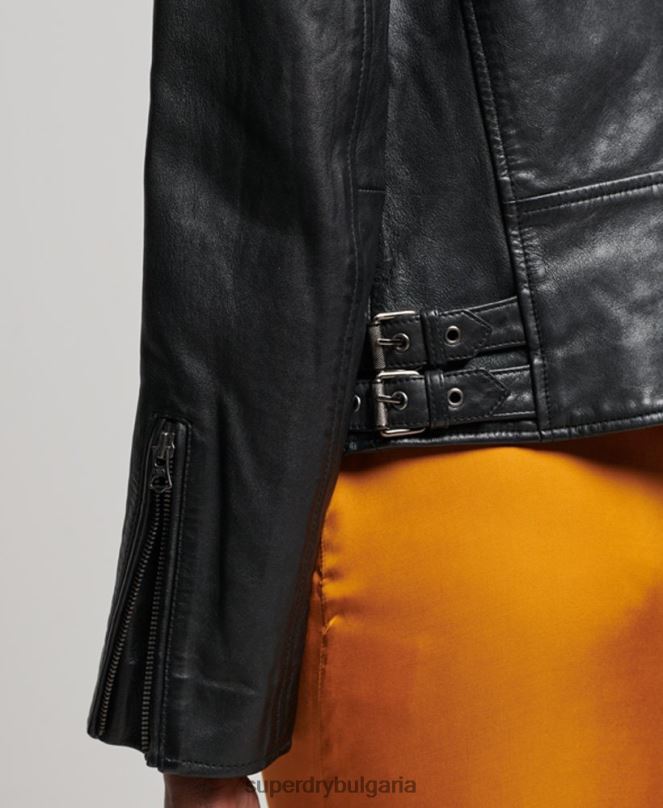 Superdry облекло N00H3627 черен Жени класическо кожено мотоциклетско яке