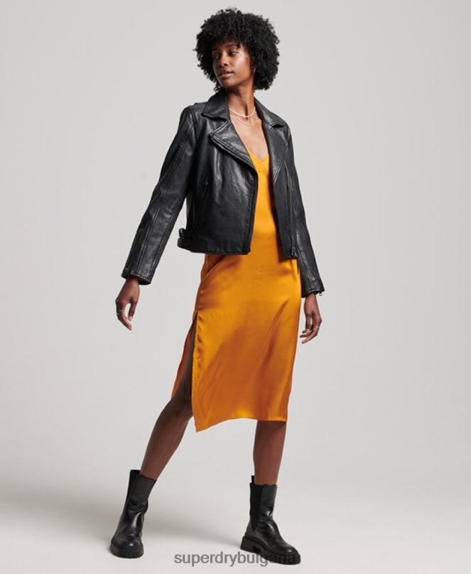 Superdry облекло N00H3627 черен Жени класическо кожено мотоциклетско яке