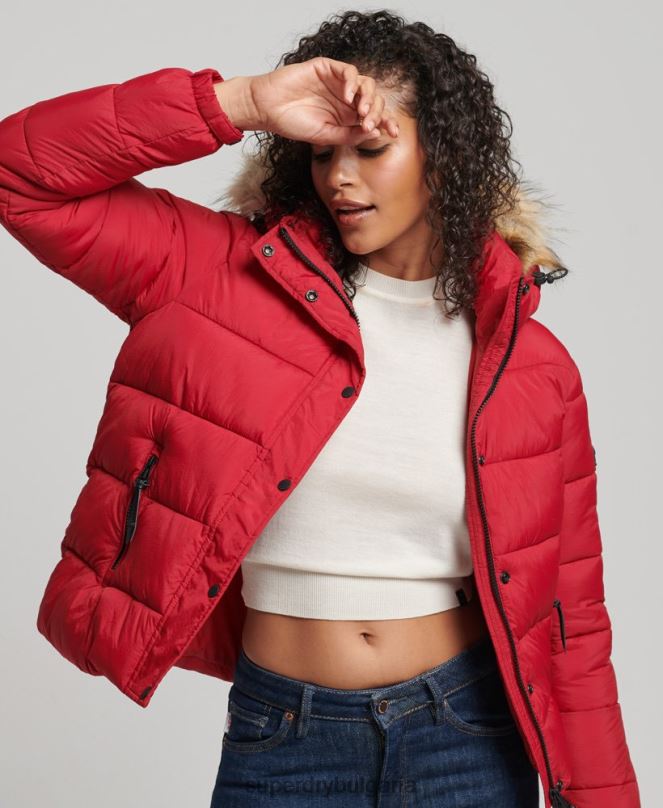 Superdry облекло N00H3632 червен Жени среднослойно късо яке с качулка