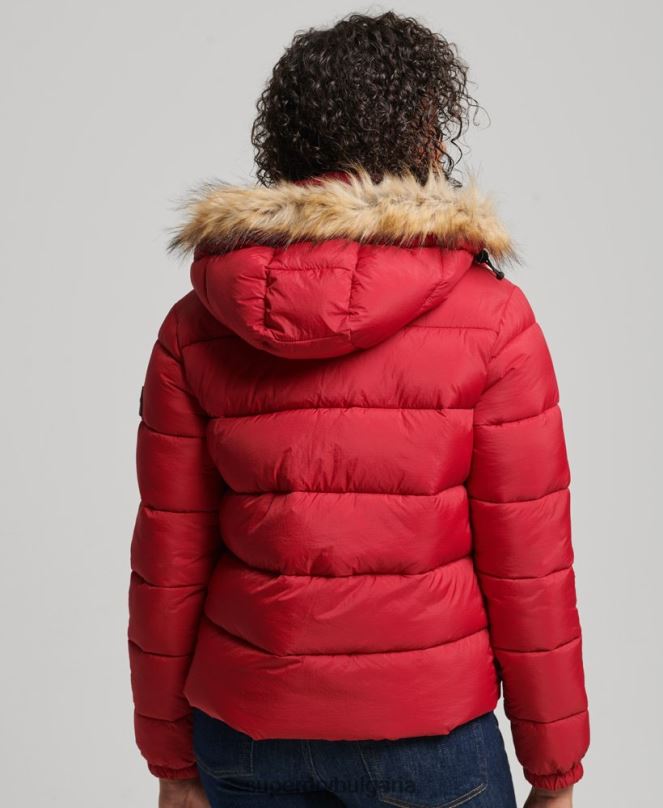 Superdry облекло N00H3632 червен Жени среднослойно късо яке с качулка
