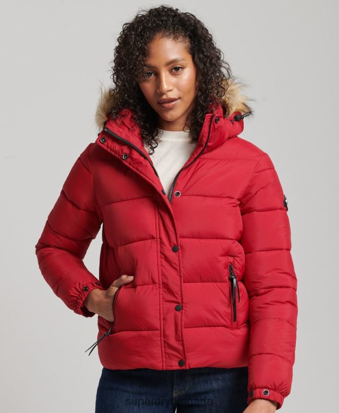 Superdry облекло N00H3632 червен Жени среднослойно късо яке с качулка