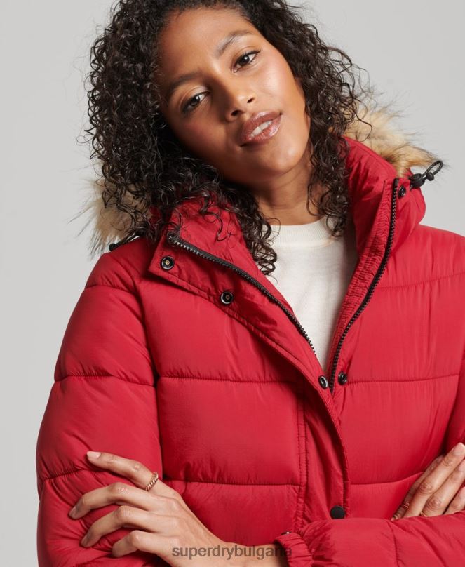 Superdry облекло N00H3632 червен Жени среднослойно късо яке с качулка