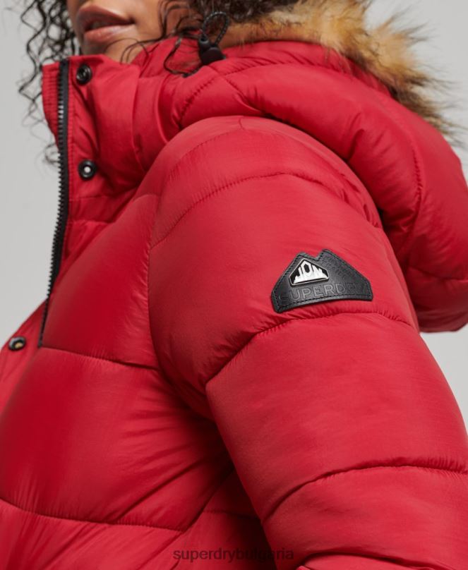 Superdry облекло N00H3632 червен Жени среднослойно късо яке с качулка