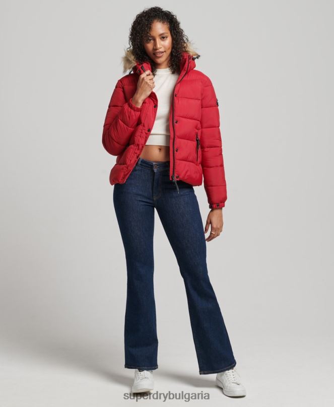 Superdry облекло N00H3632 червен Жени среднослойно късо яке с качулка
