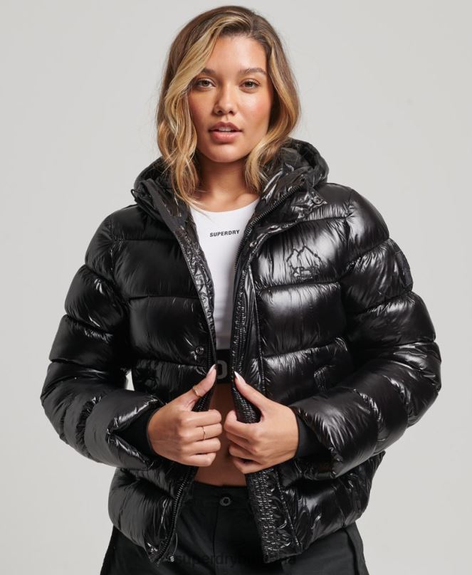 Superdry облекло N00H3634 черен Жени спортно пухено яке с качулка