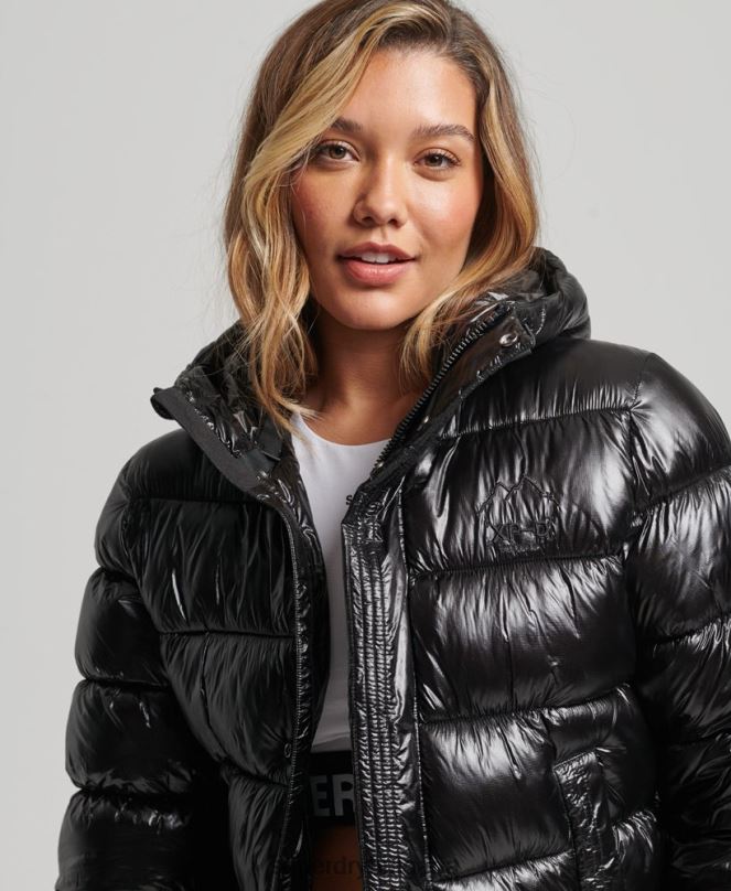 Superdry облекло N00H3634 черен Жени спортно пухено яке с качулка
