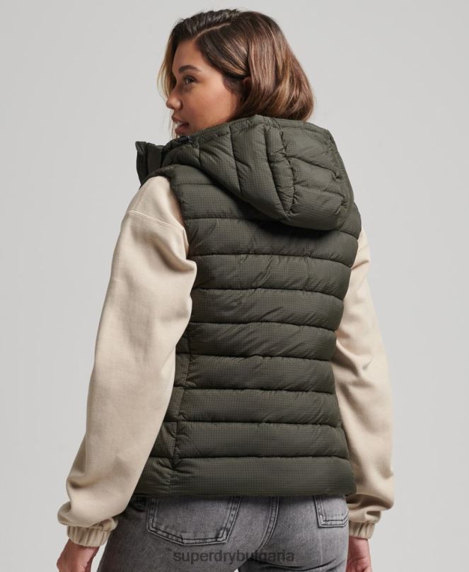 Superdry облекло N00H3639 зелено Жени класически подплатен жилет с качулка