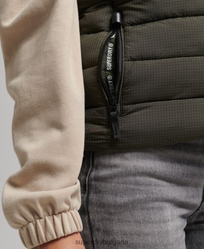 Superdry облекло N00H3639 зелено Жени класически подплатен жилет с качулка
