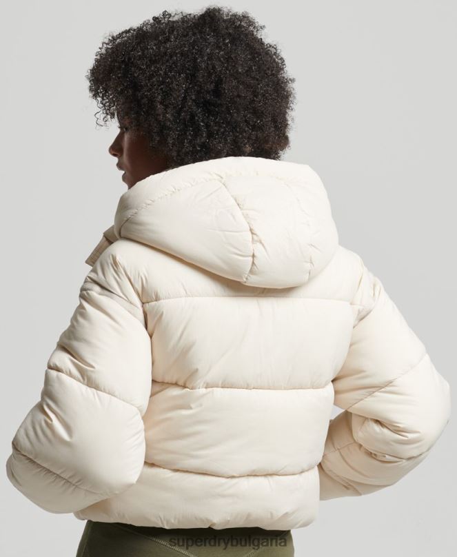 Superdry облекло N00H3642 сметана Жени изрязано пухено яке с пашкул