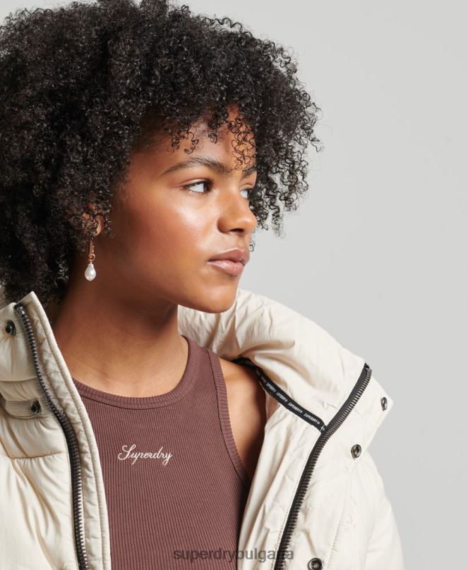 Superdry облекло N00H3642 сметана Жени изрязано пухено яке с пашкул