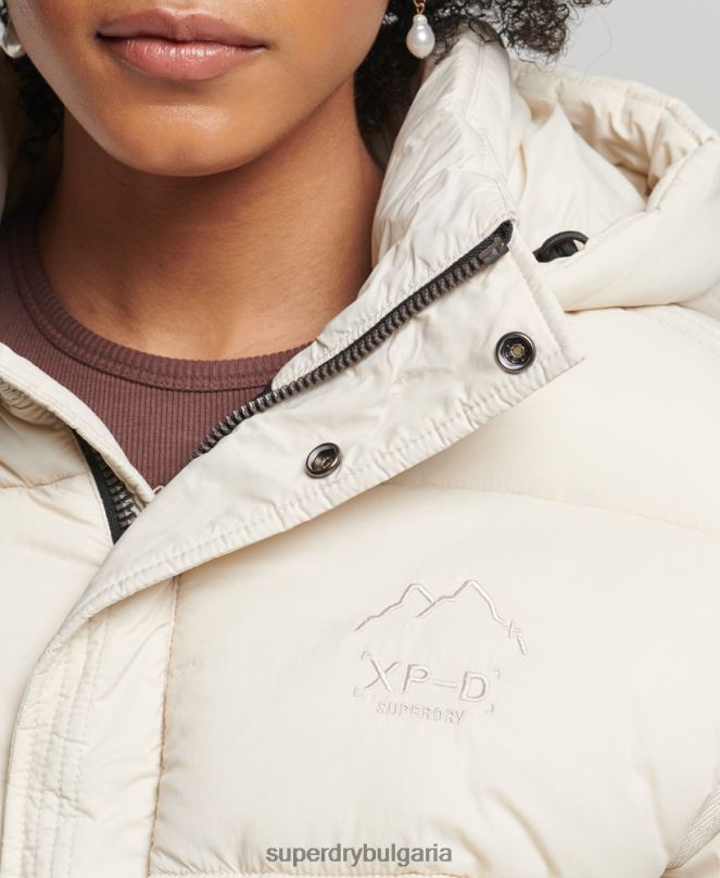 Superdry облекло N00H3642 сметана Жени изрязано пухено яке с пашкул