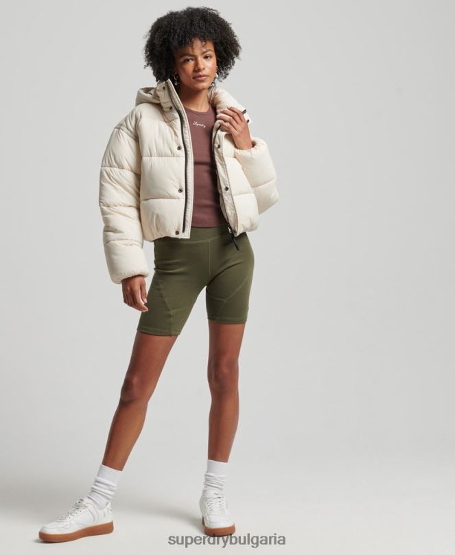Superdry облекло N00H3642 сметана Жени изрязано пухено яке с пашкул