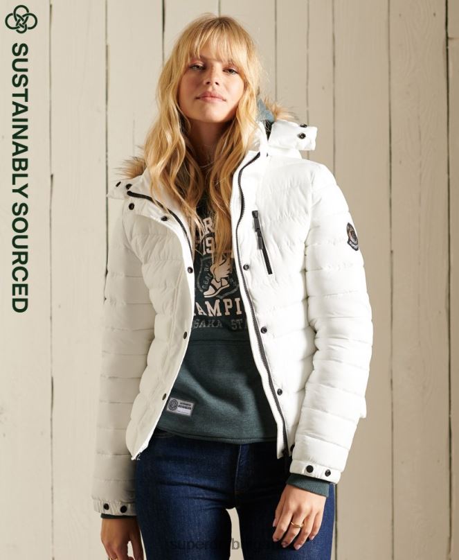 Superdry облекло N00H3652 бяло Жени класическо фуджи яке от изкуствена кожа