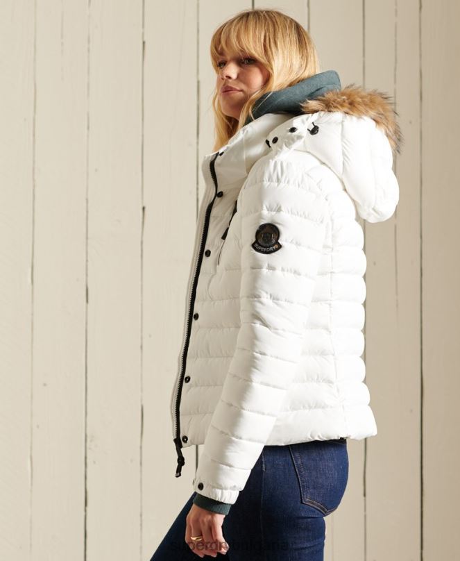 Superdry облекло N00H3652 бяло Жени класическо фуджи яке от изкуствена кожа