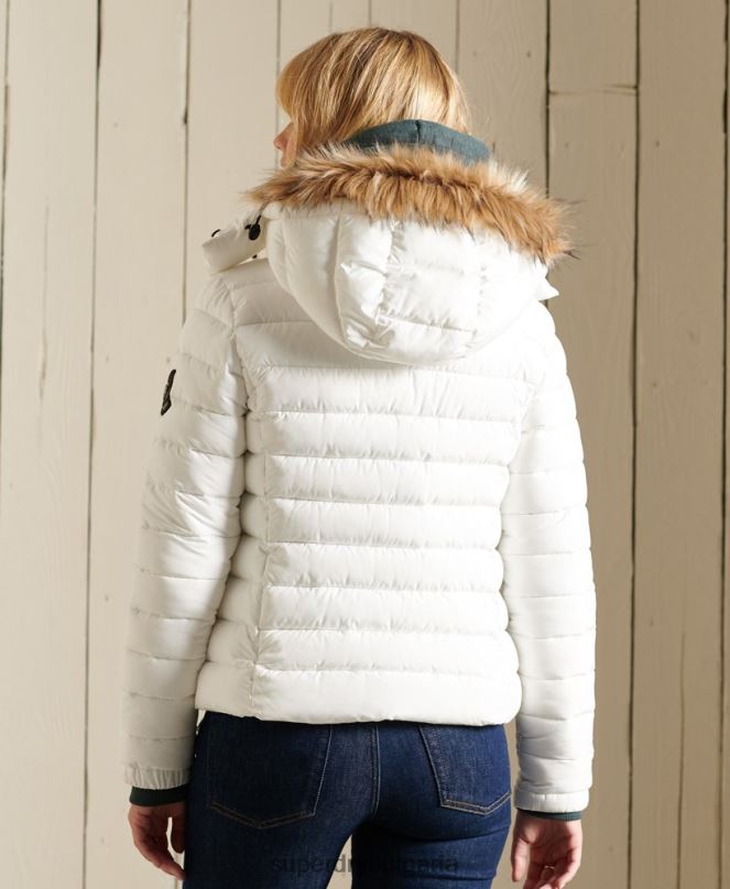 Superdry облекло N00H3652 бяло Жени класическо фуджи яке от изкуствена кожа