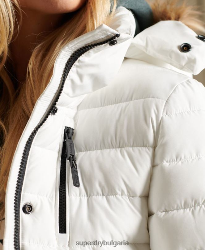 Superdry облекло N00H3652 бяло Жени класическо фуджи яке от изкуствена кожа