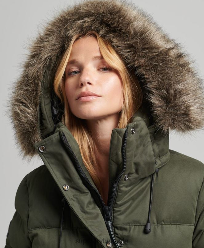 Superdry облекло N00H3653 зелено Жени микрофибърно яке експедиционна парка
