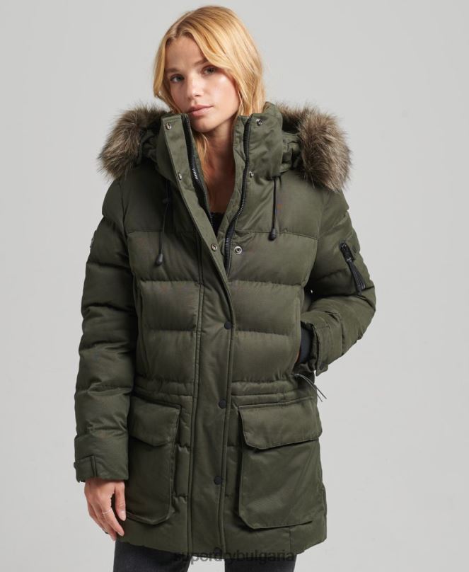 Superdry облекло N00H3653 зелено Жени микрофибърно яке експедиционна парка