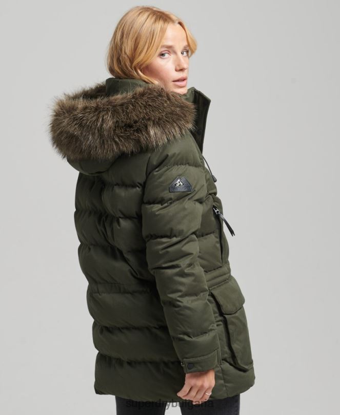 Superdry облекло N00H3653 зелено Жени микрофибърно яке експедиционна парка