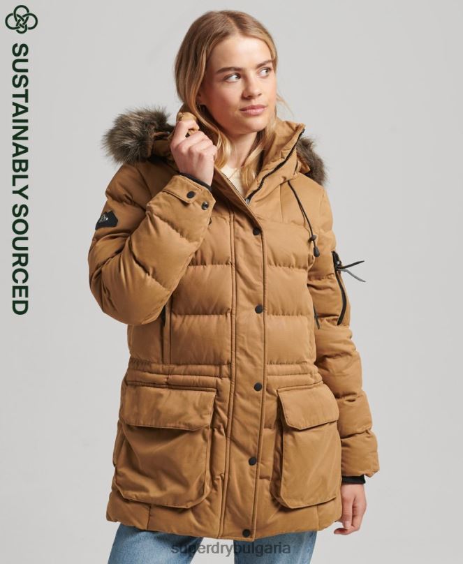 Superdry облекло N00H3654 кафяво Жени микрофибърно яке експедиционна парка