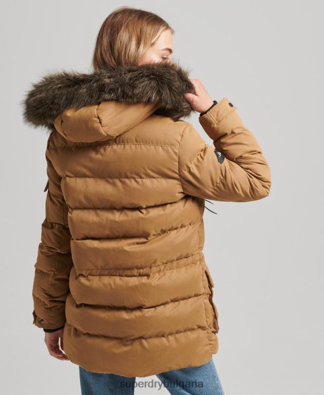 Superdry облекло N00H3654 кафяво Жени микрофибърно яке експедиционна парка