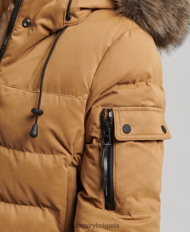 Superdry облекло N00H3654 кафяво Жени микрофибърно яке експедиционна парка