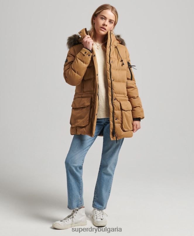 Superdry облекло N00H3654 кафяво Жени микрофибърно яке експедиционна парка