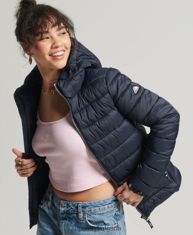 Superdry облекло N00H3657 военноморски флот Жени класическо пухено яке fuji