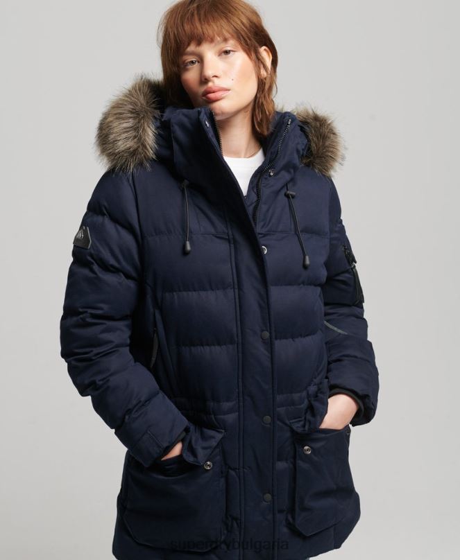 Superdry облекло N00H3658 военноморски флот Жени микрофибърно яке експедиционна парка