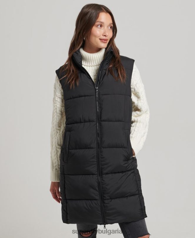Superdry облекло N00H3659 черен Жени ватирана жилетка с парагади