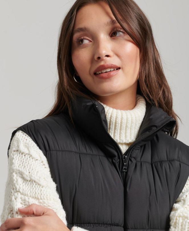 Superdry облекло N00H3659 черен Жени ватирана жилетка с парагади