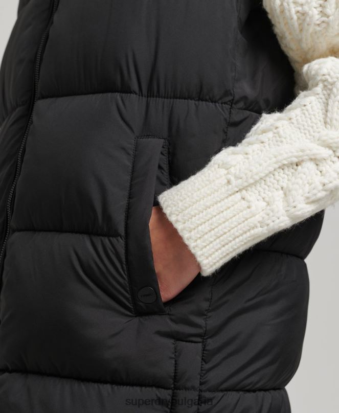 Superdry облекло N00H3659 черен Жени ватирана жилетка с парагади
