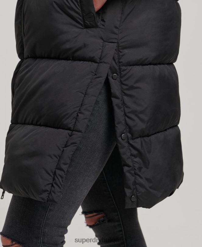 Superdry облекло N00H3659 черен Жени ватирана жилетка с парагади