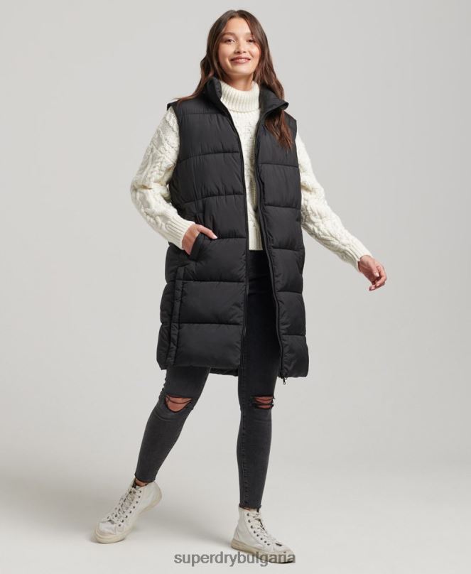 Superdry облекло N00H3659 черен Жени ватирана жилетка с парагади