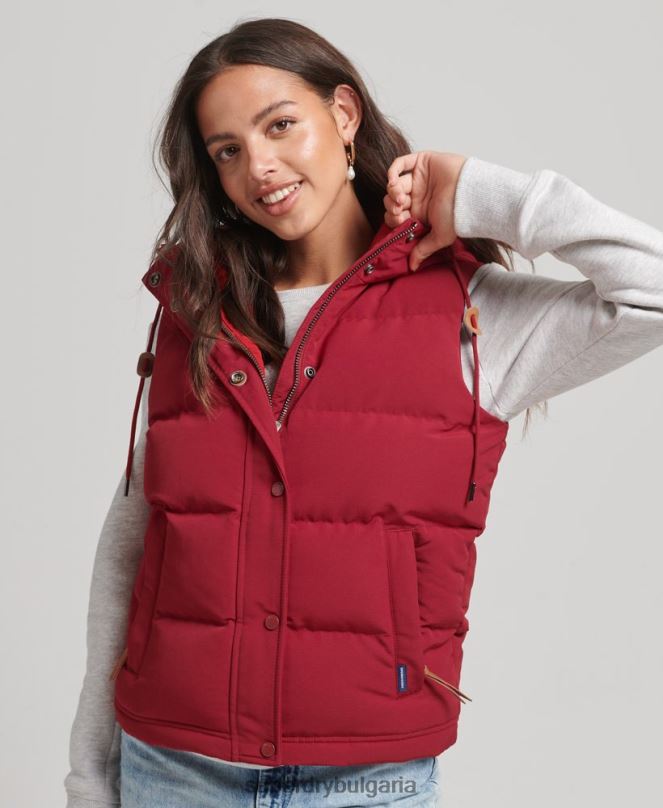 Superdry облекло N00H3667 червен Жени жилетка с качулка Everest