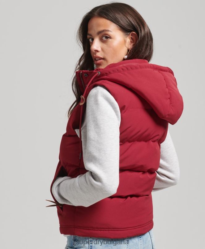 Superdry облекло N00H3667 червен Жени жилетка с качулка Everest