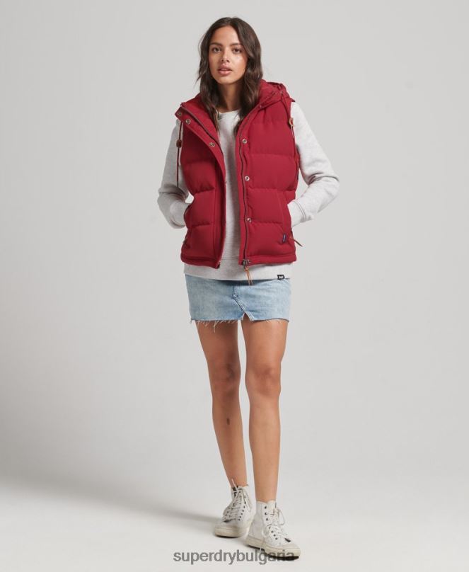 Superdry облекло N00H3667 червен Жени жилетка с качулка Everest