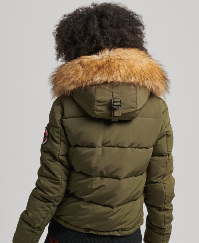 Superdry облекло N00H3671 зелено Жени яке Everest с качулка и пуфър