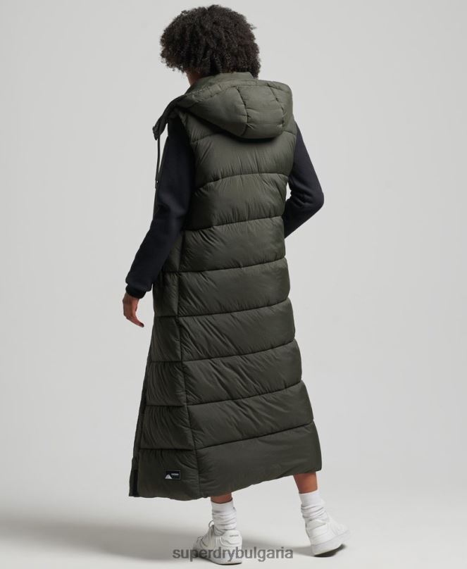 Superdry облекло N00H3675 зелено Жени жилетка с парагади с качулка