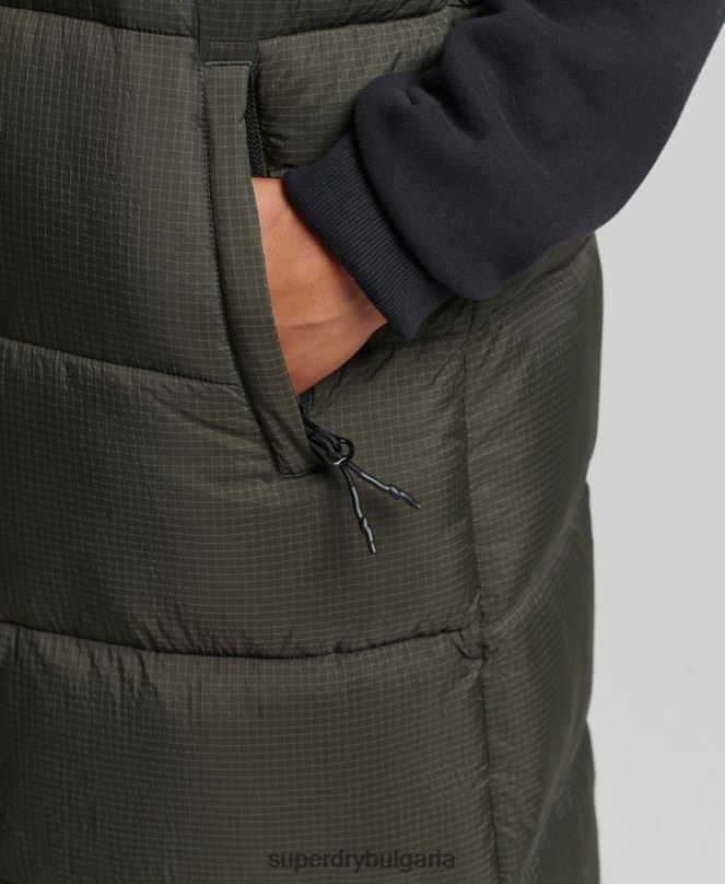 Superdry облекло N00H3675 зелено Жени жилетка с парагади с качулка