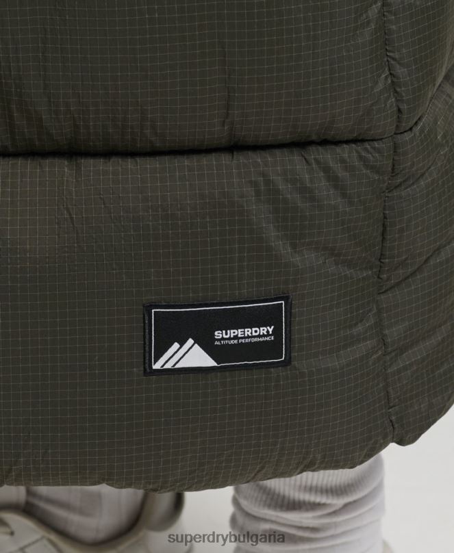 Superdry облекло N00H3675 зелено Жени жилетка с парагади с качулка