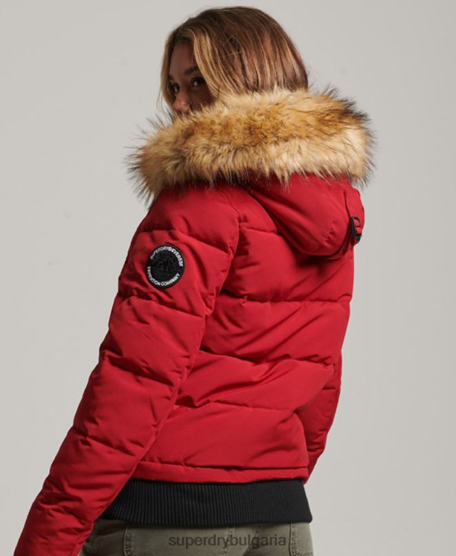 Superdry облекло N00H3676 червен Жени яке Everest с качулка и пуфър