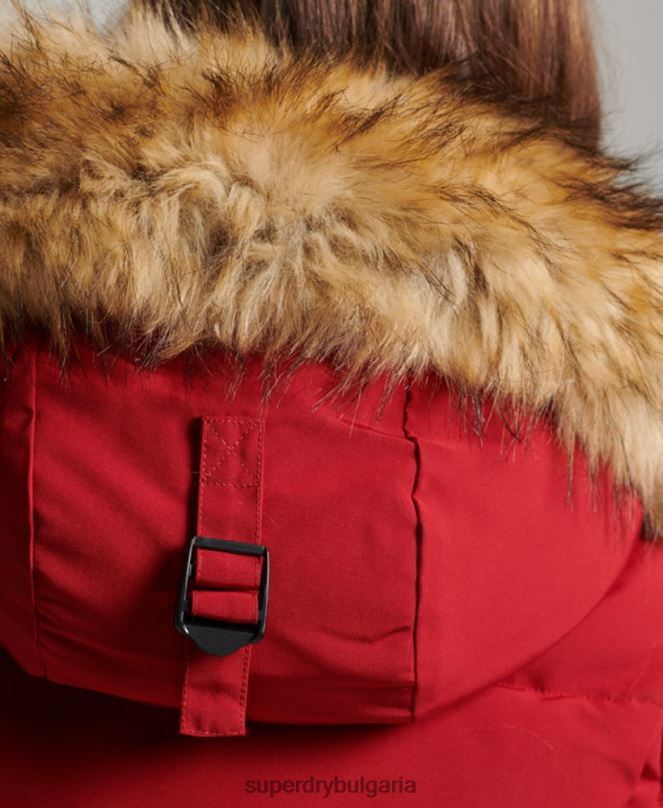 Superdry облекло N00H3676 червен Жени яке Everest с качулка и пуфър
