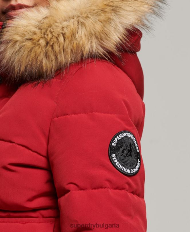 Superdry облекло N00H3676 червен Жени яке Everest с качулка и пуфър