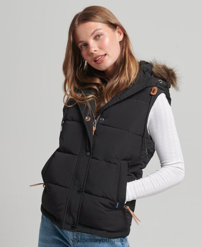 Superdry облекло N00H3677 черен Жени everest жилетка от изкуствена кожа