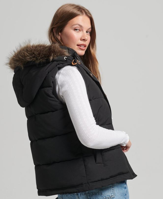 Superdry облекло N00H3677 черен Жени everest жилетка от изкуствена кожа