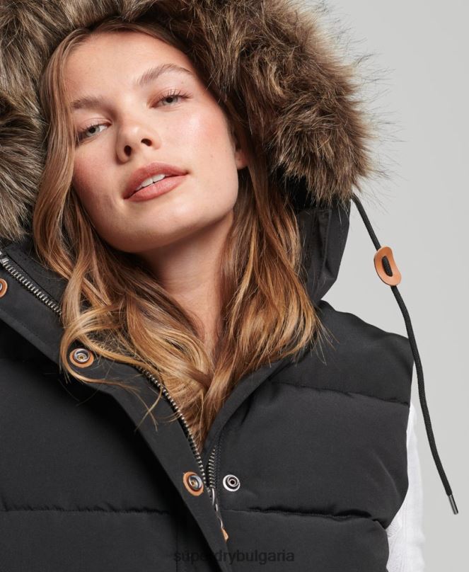 Superdry облекло N00H3677 черен Жени everest жилетка от изкуствена кожа