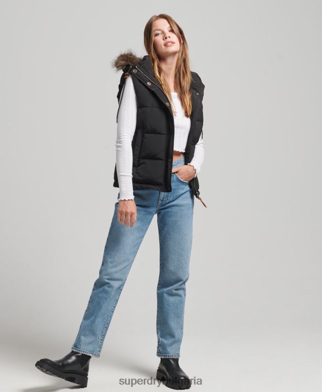Superdry облекло N00H3677 черен Жени everest жилетка от изкуствена кожа